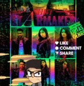 a collage of images with the words like comment share