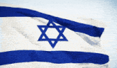 a blue and white flag with a star of david in the middle
