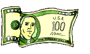 a cartoon drawing of a one hundred dollar bill