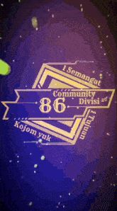a purple background with the words i semangat community division 86