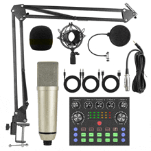 a microphone is surrounded by a bunch of cables