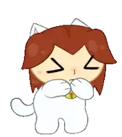 a cartoon cat with a bell around its neck yawning