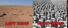 a picture of a desert with the words left wing and right wing