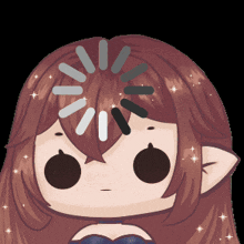 a cartoon girl with a loading circle on her head