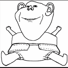 a drawing of a baby with its tongue out