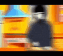 a blurry picture of a bottle on a table with a yellow background
