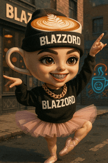 a cartoon character with a beanie that says blazzard