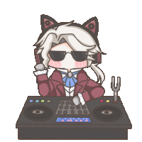 a cartoon of a person wearing sunglasses and headphones playing music