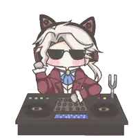 a cartoon of a person wearing sunglasses and headphones playing music