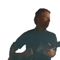 a man in a black shirt is playing a guitar