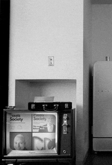 a black and white photo of a pixels society ad