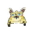 a cartoon drawing of a dog in a car with a funny face .