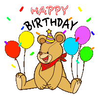 Bear Happy Birthday Sticker - Bear Happy Birthday Celebrate Stickers