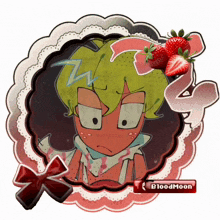 a picture of a cartoon character with strawberries and the word bloodmoon