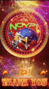 a thank you card with an eagle and the word noy21