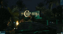a woman in a bikini is standing next to a car in front of a sign for the himera
