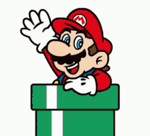 Mario Go Down In Tube Wave GIF - Mario Go Down In Tube Wave Bye GIFs