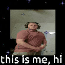 a picture of a man wearing headphones with the words " this is me hi "
