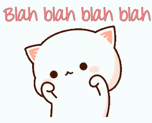 a cartoon cat is crying with the words blah blah blah blah written above it .
