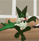 a cartoon character is sitting on a couch
