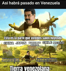 a picture of shrek with the caption " asi habra pasado en venezuela esta es la parte que ustedes salen huyendo "