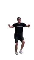 a man wearing a black t-shirt that says captivate