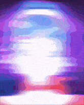 a pixel art of a purple and blue background with a white glowing object in the middle