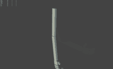 a computer screen shows a 3d model of a leg and a few numbers on it