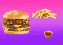 Dreamy GIF - Hamburger Fries Ketchup GIFs
