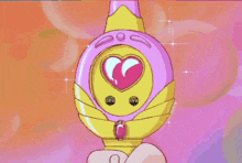 a girl with pink hair and blue eyes is holding a pink object