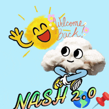 a cartoon of a cloud with the words good afternoon nash 2.0 below it