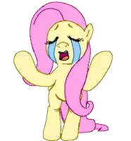 a drawing of a pony with pink hair crying with her eyes closed