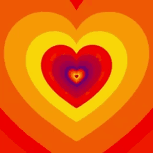 a rainbow of colorful hearts on a red background .