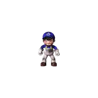 a cartoon character with a blue hat and white overalls has a badge on his hat that says nintendo