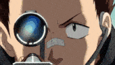 a close up of a person 's face with a camera on
