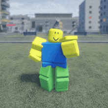 a roblox character with a mouse on his head is walking in the grass