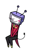 a cartoon character with a tv head and antennas on his head