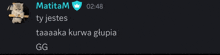 a screenshot of a chat with a cat and the name matitam