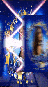 a blurry picture of a woman with the letter a in the center