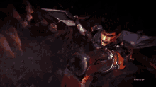 a close up of a painting of a explosion with a watermark that says kmh bp