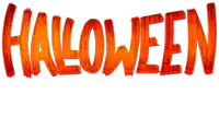 the word halloween is written in orange letters