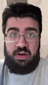 a man with glasses and a beard has a viggle.ai icon on his face