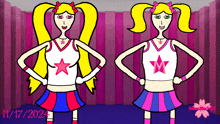 a drawing of two cheerleaders with the date 11/17/2024 on the bottom