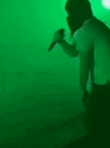a silhouette of a man wearing a mask is swimming in the water .