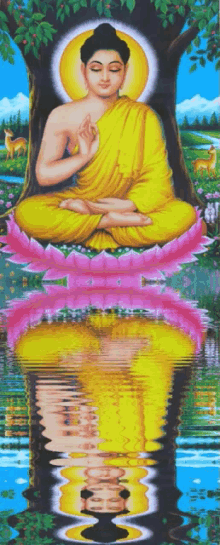 Buddha Meditating By Moving Water GIF - Namaste Peace Meditation GIFs