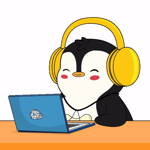Пиар дискорда. Пингвин с ноутбуком.