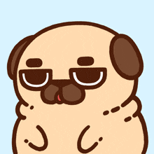 a cartoon drawing of a pug dog with the letter j and c visible