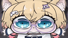 a cartoon drawing of a girl with glasses and a video game controller on her head