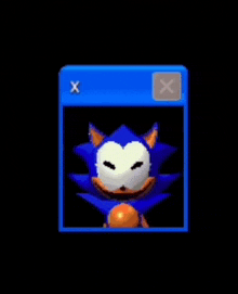 a screenshot of sonic the hedgehog in a blue box with an x on it .