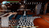 a screenshot of a video game shows a man dancing on a stage